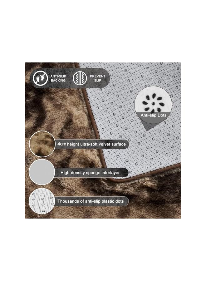 The Bros Ultra Soft Indoor Modern Area Rugs Fluffy Living Room Carpets for Children Bedroom Home Decor Nursery Rug, Washable Furry Throw Rugs (coffee, 80 x 160 CM) - Image 2