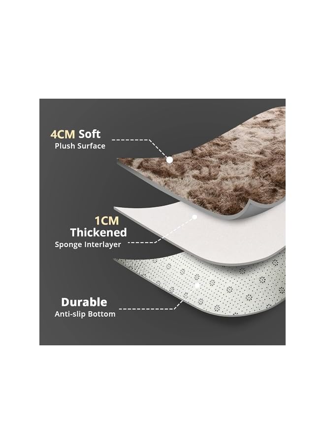 The Bros Ultra Soft Indoor Modern Area Rugs Fluffy Living Room Carpets for Children Bedroom Home Decor Nursery Rug, Washable Furry Throw Rugs (coffee, 80 x 160 CM) - Image 3