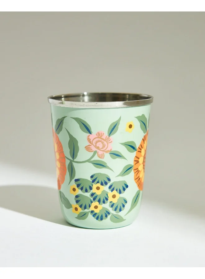 Chumbak Marigold Steel Tumbler, Teal, 250ml