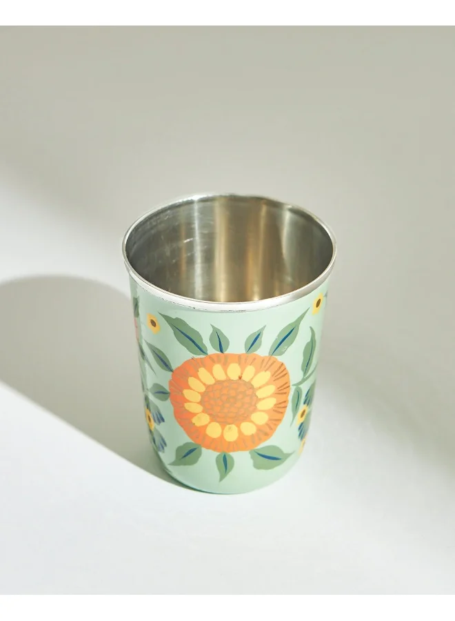 Chumbak Marigold Steel Tumbler, Teal, 250ml