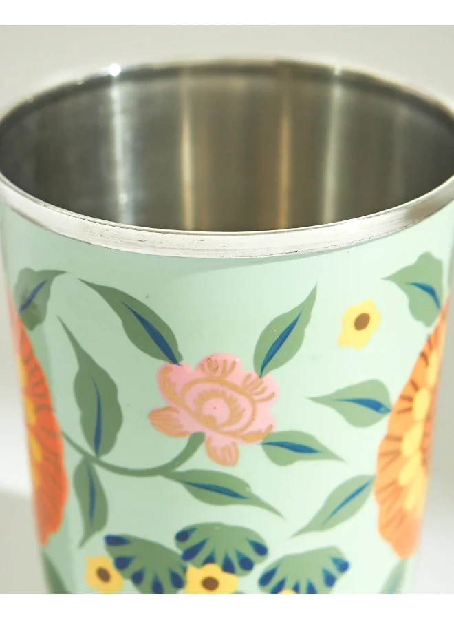 Chumbak Marigold Steel Tumbler, Teal, 250ml