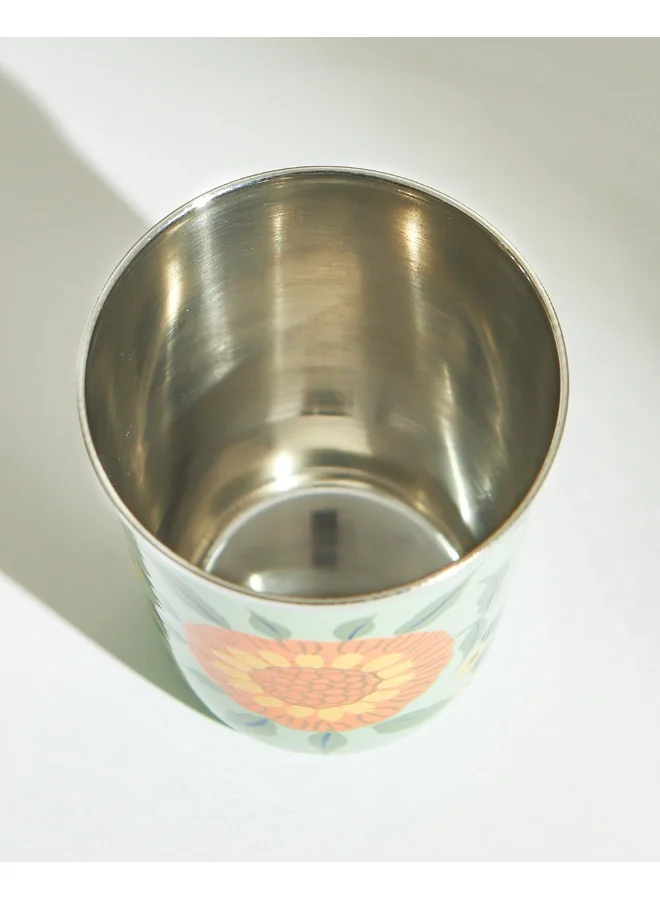 Chumbak Marigold Steel Tumbler, Teal, 250ml
