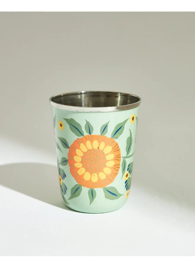 Chumbak Marigold Steel Tumbler, Teal, 250ml