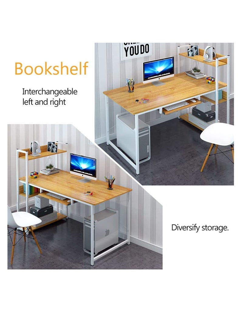 Generic - Computer Desk with Storage Shelves, Modern Sturdy Office Desk Computer Table, Large Study Writing Table Desk w/Bookshelf for Home Office, Easy to Assemble (H120A-White) - Image 1