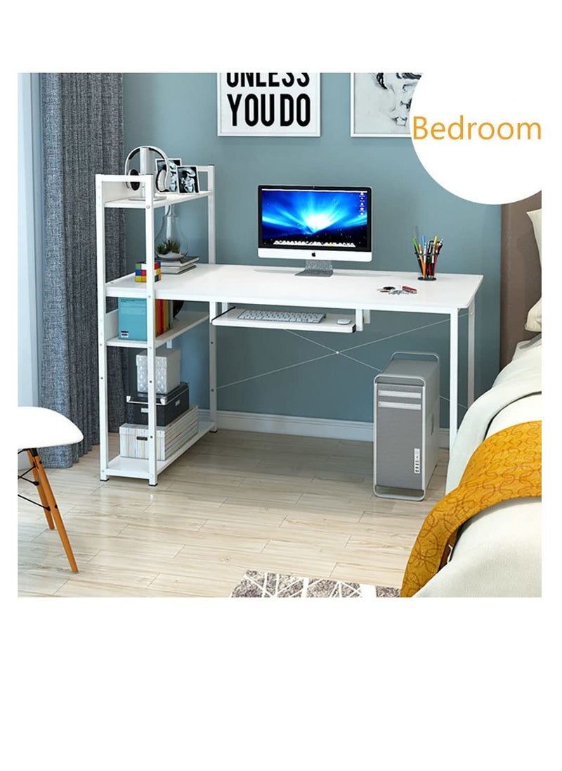 Generic - Computer Desk with Storage Shelves, Modern Sturdy Office Desk Computer Table, Large Study Writing Table Desk w/Bookshelf for Home Office, Easy to Assemble (H120A-White) - Image 1