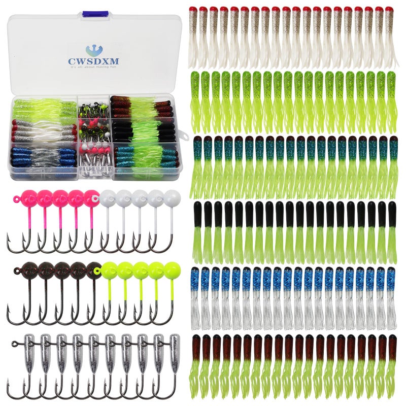CWSDXM Crappie Jigs & Lures Tackle Kit, 120pcs - 70pcs Jigs, Soft Plastic Fishing Lures, Tubes, Swimbaits, Grubs, for Bass, Trout, Freshwater & Saltwater Fishing - Image 1