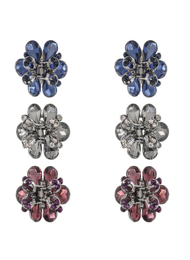 كاريد مشبك شعر على شكل مخلب فراشة مرصع بأحجار الراين من كاردي، مقاس 1.2 بوصة، مشبك شعر على شكل فيونكة كريستالية للفتيات والنساء، عبوة من 6 قطع - Image 1