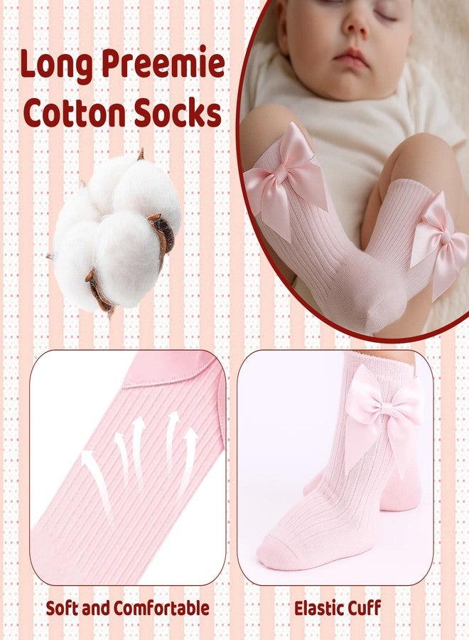 MIRJXB Newborn Knee High Socks Girl, 5 Pairs Soft Cotton Knee High Long Baby Socks for Premature Infants 3-7 lbs Newborn Girls Boys, Ideal for Daily Wear and Special Occasion Gifts - Image 5