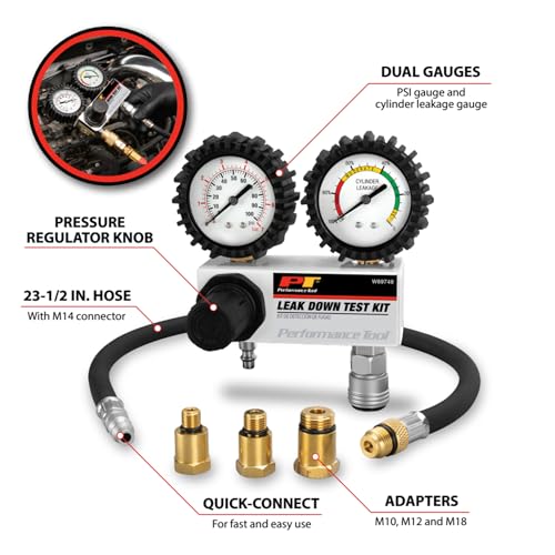 Performance Tool مجموعة أدوات اختبار تسرب الأسطوانة Performance Tool W89749 - تشخيص دقيق لصحة المحرك، تشمل عدادات مزدوجة وتركيبات سريعة الاتصال - Image 2