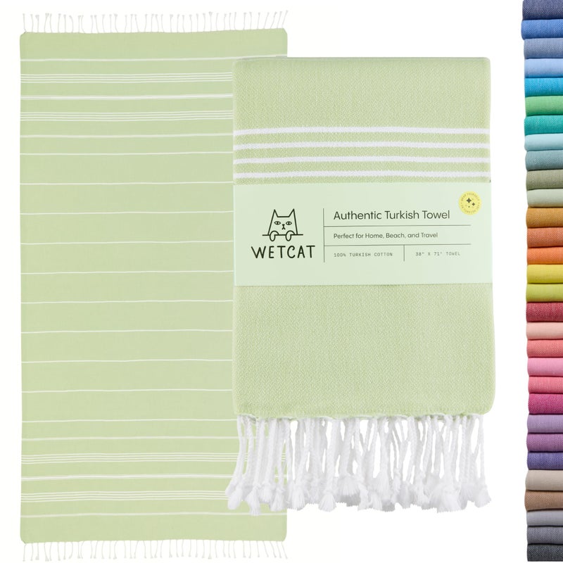 WETCAT Turkish Beach Towel Oversized 38x71 100 Turkish Cotton Made in Turkey Sand Free Extra Large Ultra Soft Quick Drying Compact Lightweight for Travel Seafoam Green