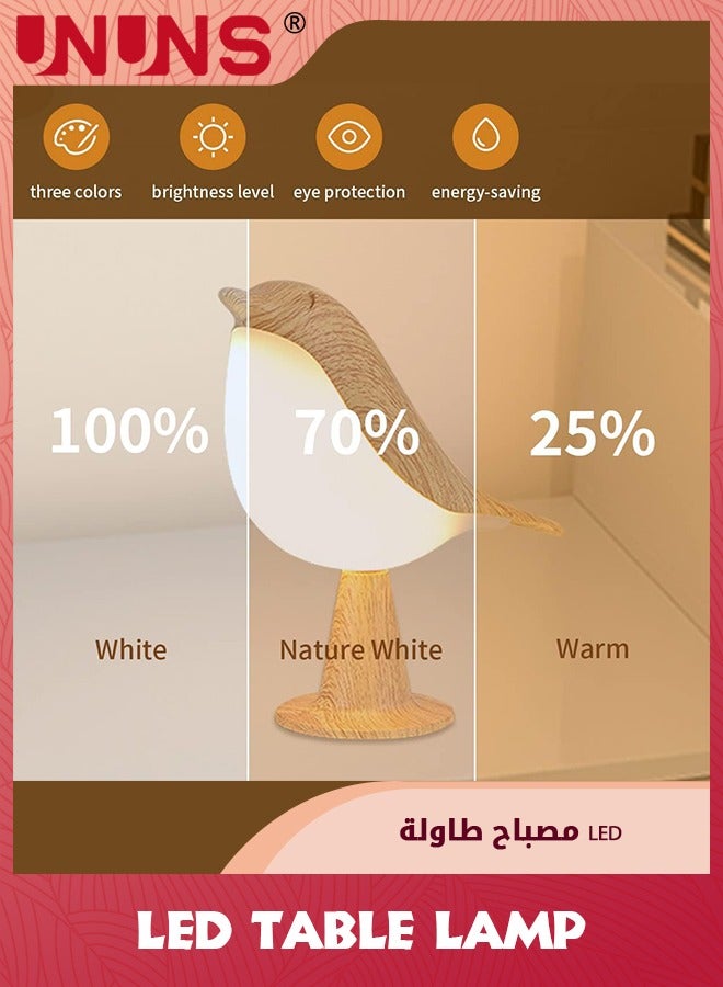 UNUNS Small Bird Touch Lamp,Dimmable and Cordless Bird Night Light with Touch Dimmer,3 Level Brightness Nightstand Lamps,Rechargered Desk Lamp for Bedroom, Office, College Dorm Room  - Image 2
