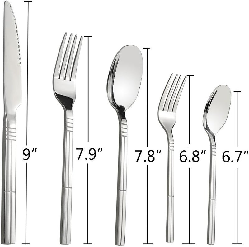 Saedy 60 piece Stainless Steel Silverware Set Dinner Table Flatware Service for 12 - Image 2