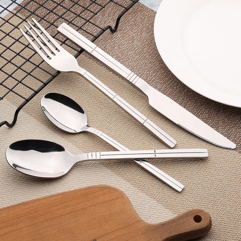 Saedy 60 piece Stainless Steel Silverware Set Dinner Table Flatware Service for 12 - Image 5