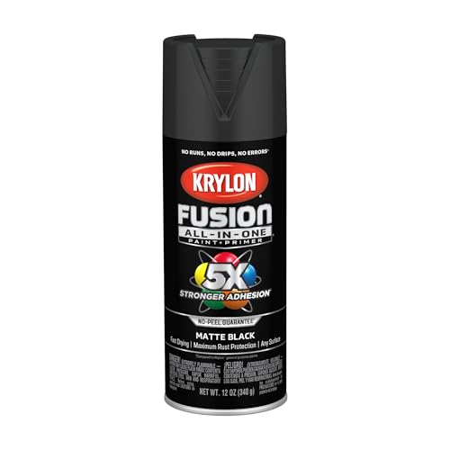 Krylon Fusion All-In-One Adhesive Spray Paint for Indoor/Outdoor Use, 12 oz, Black - Image 1