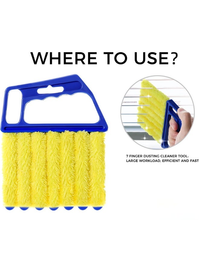 أداة تنظيف الستائر والنوافذ 7 أصابع، فرشاة غبار قابلة للغسل للشبكات والفتحات الهوائية والمكيفات، منظف ستائر وشبكات، أداة تنظيف منزلي متعددة الاستخدامات - Image 2