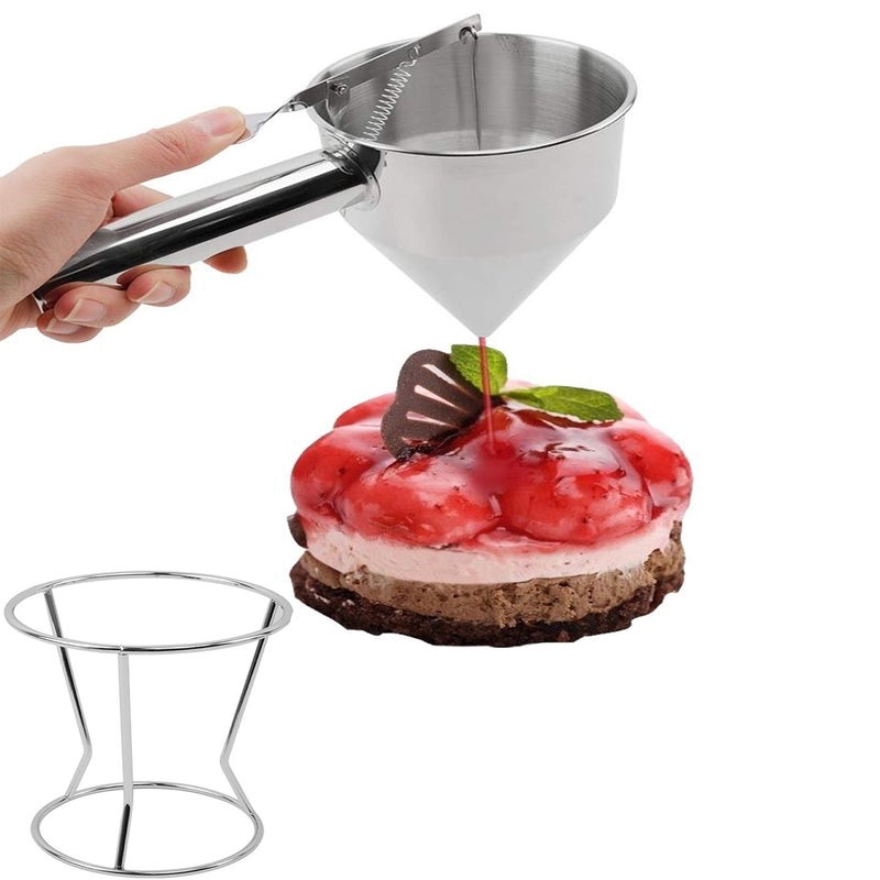 Basic Fundamentals Confectionery Funnel Pancake Batter Dispenser with Stand Rack  1000 ML Stainless Steel Cupcake Funnel  Pancake Maker Home Kitchen  4 Cup DIY Baking Tool  10 x 105 x 55 