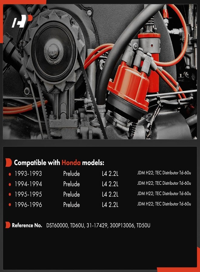 A-Premium Ignition Distributor with Cap and Rotor Compatible with Honda Prelude 1993 1994 1995 1996 2.2L - Image 2