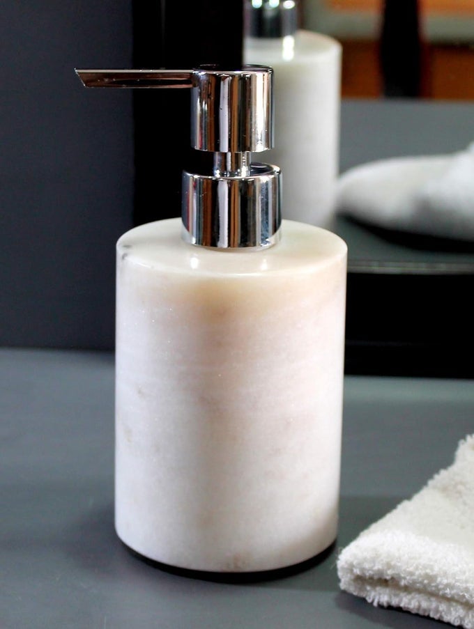 SOAP DISPENSER LOTION DISPENSER MADE OF NATURAL STONE LUXURY BATHROOM ACCESSORIES BATH SET WHITE