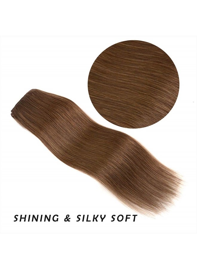 Winsky 20" Clip in Hair Extensions Remy Human Hair for Women - Silky Straight Long Human Hair Clip on Extensions 75grams 4pieces Ash Brown Color - Image 4