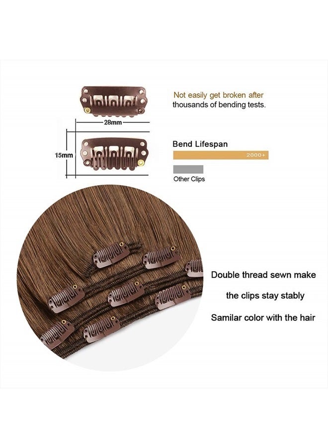 Winsky 20" Clip in Hair Extensions Remy Human Hair for Women - Silky Straight Long Human Hair Clip on Extensions 75grams 4pieces Ash Brown Color - Image 2