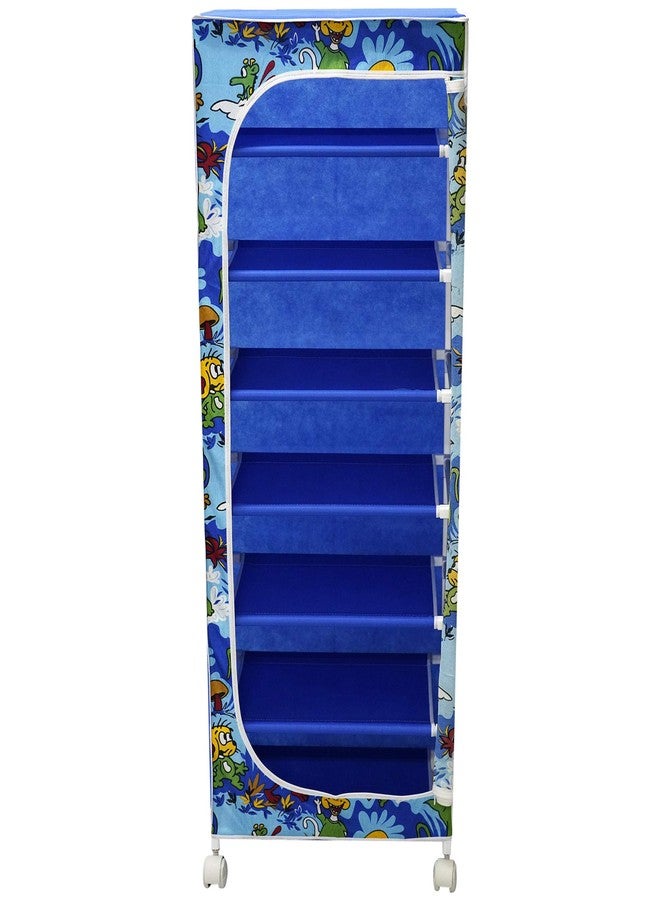 Homeeva | 7 Shelves Baby Foldable Wardrobe | Jungle Blue (Made in India) - Fabric - Image 3