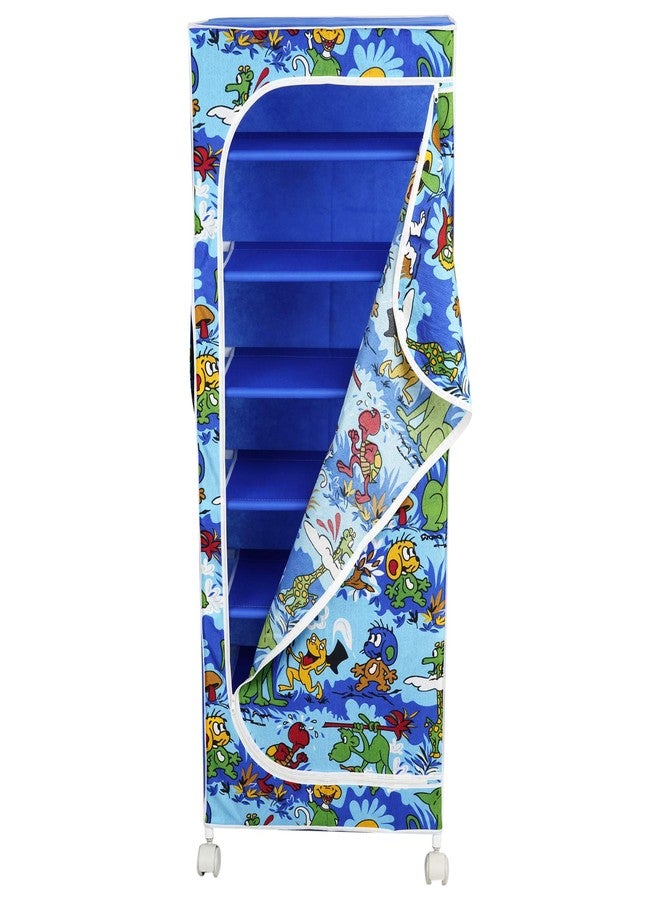 Homeeva | 7 Shelves Baby Foldable Wardrobe | Jungle Blue (Made in India) - Fabric - Image 4
