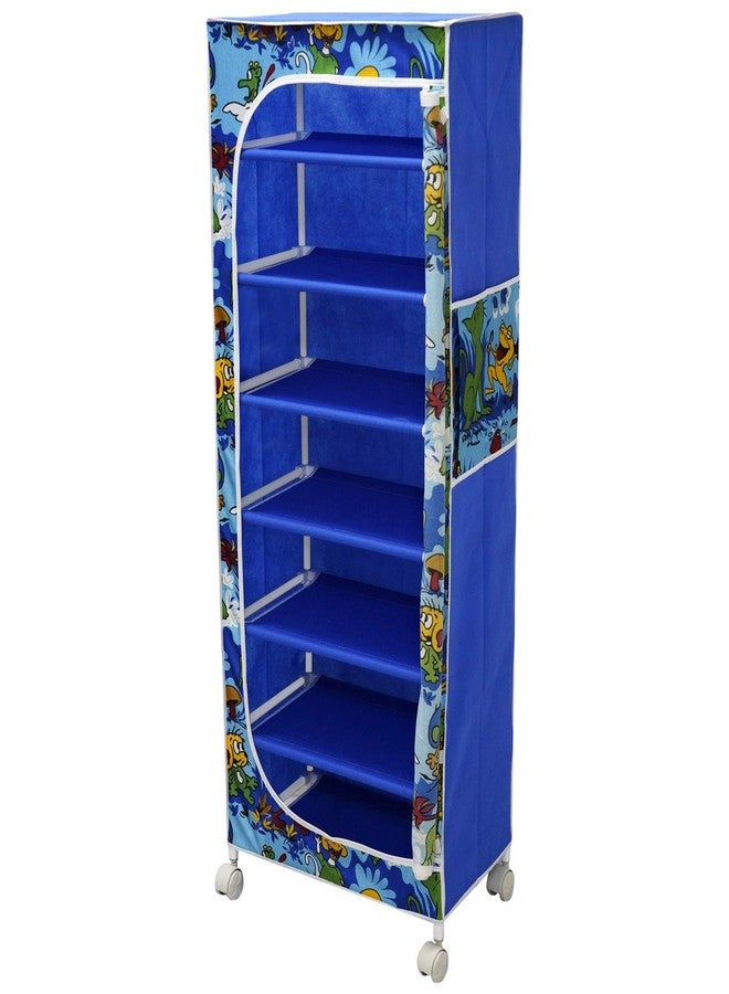 Homeeva | 7 Shelves Baby Foldable Wardrobe | Jungle Blue (Made in India) - Fabric - Image 1