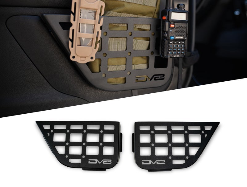 DV8 Offroad Slim Front Door Molle Pockets for 20112018 Jeep Wrangler JK Replaces The Weak Factory Netting Slimmer Width for Increased Legroom Molle Panel Design for Mounting Solutions Pair
