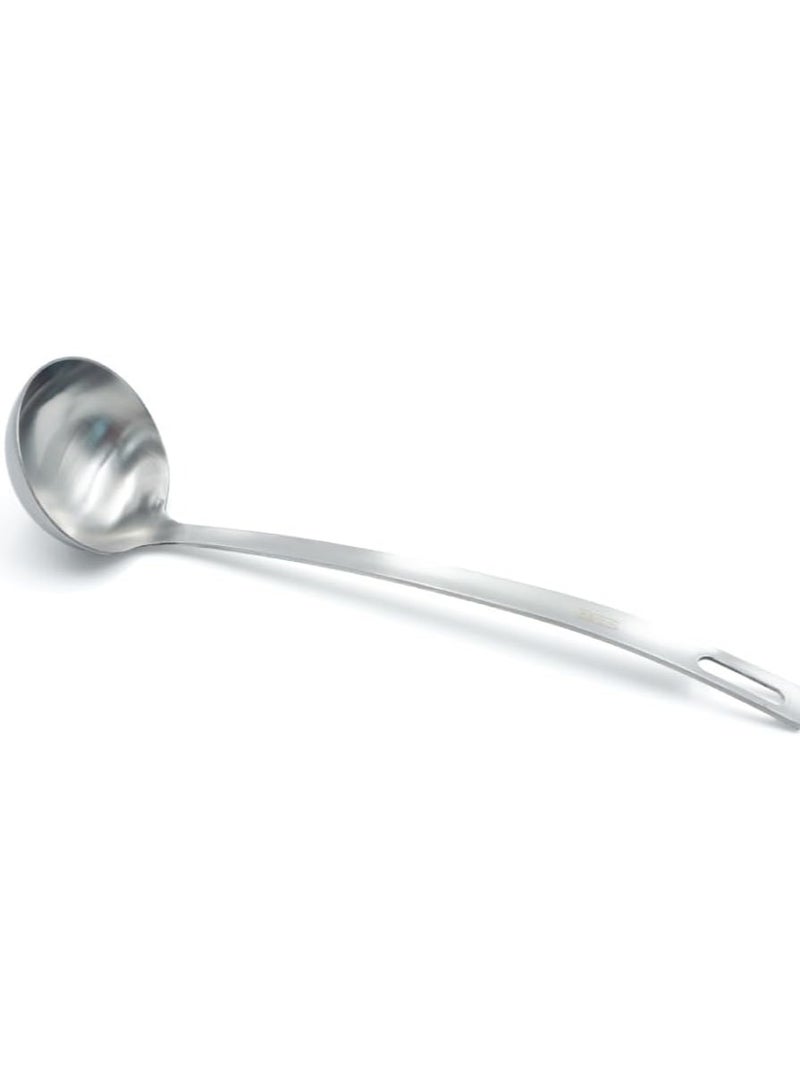 بيرام مغرفة شوربة بيرام، ملعقة شوربة من الفولاذ المقاوم للصدأ، أداة مطبخ، مقبض طويل، أدوات طهي، ملعقة تقديم، من مواد غذائية، غير قابلة للتشوه، مدمجة، خفيفة الوزن (6 سم) - Image 1