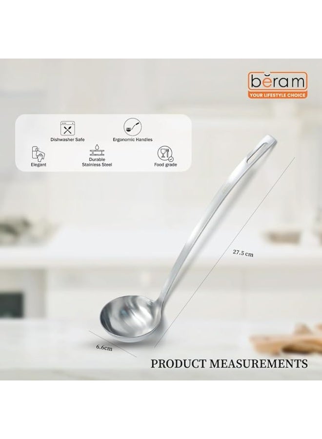 بيرام مغرفة شوربة بيرام، ملعقة شوربة من الفولاذ المقاوم للصدأ، أداة مطبخ، مقبض طويل، أدوات طهي، ملعقة تقديم، من مواد غذائية، غير قابلة للتشوه، مدمجة، خفيفة الوزن (6 سم) - Image 2