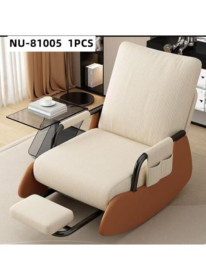 DubaiGallery Luxury Ergonomic Reclining Lounge Chair with Plush Ribbed Upholstery, Adjustable Armrests, Integrated Footrest, Stylish Modern Design, Comfortable Padded Seat and Backrest, Perfect for Living Room, Bedroom, Reading, Relaxation and Home Office - Image 1