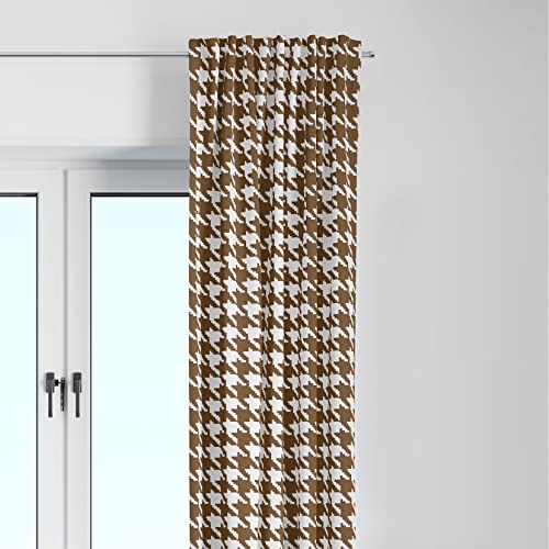 Bacati - Single Light Filtering Curtain Panel Houndstooth Brown/White - Image 1