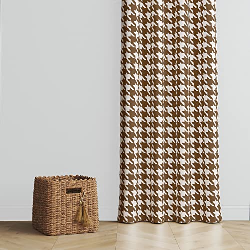 Bacati - Single Light Filtering Curtain Panel Houndstooth Brown/White - Image 4