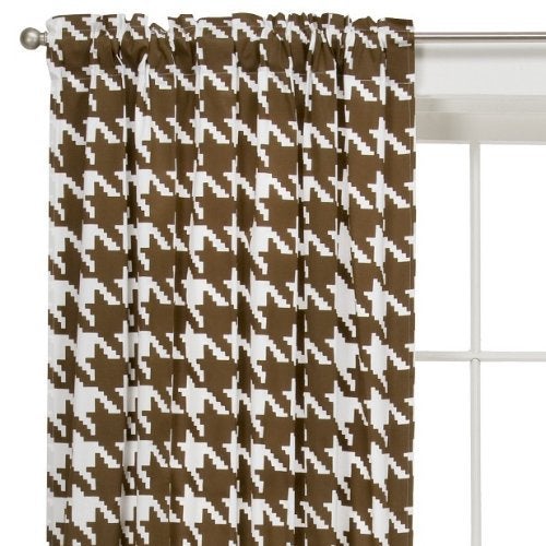 Bacati - Single Light Filtering Curtain Panel Houndstooth Brown/White - Image 5