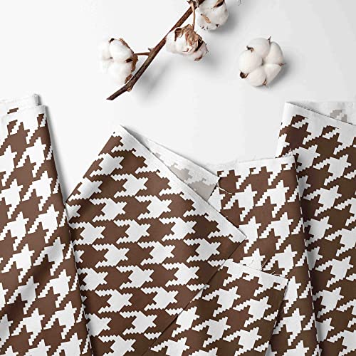 Bacati - Single Light Filtering Curtain Panel Houndstooth Brown/White - Image 2