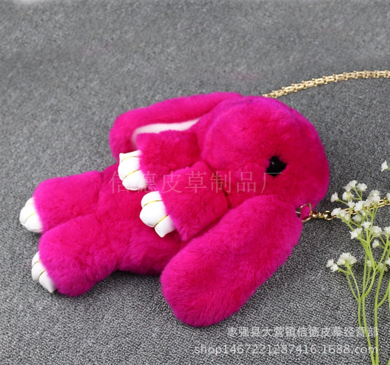 2024 Cute Plush Bunny Crossbody Kids Bag Rose Red 