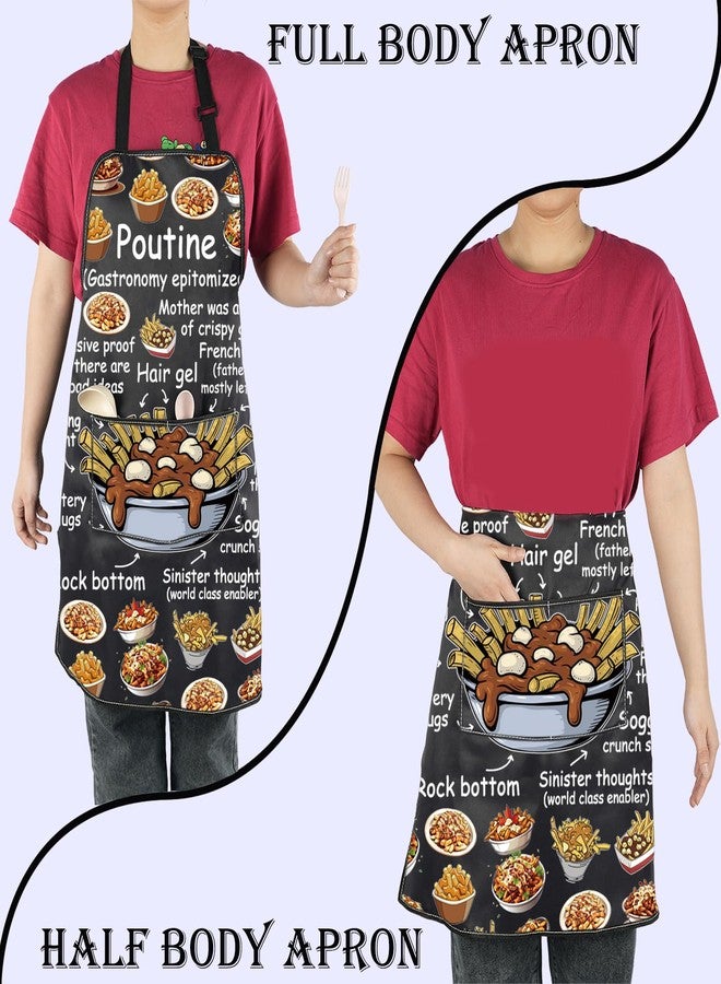 LEVLO Canadian Food Lover Apron Poutine Gastronomy Epitomized Kitchen Apron New Home Party Christmas Gift (Poutine) - Image 3