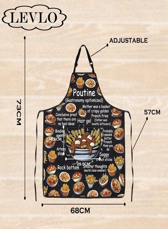 LEVLO Canadian Food Lover Apron Poutine Gastronomy Epitomized Kitchen Apron New Home Party Christmas Gift (Poutine) - Image 2