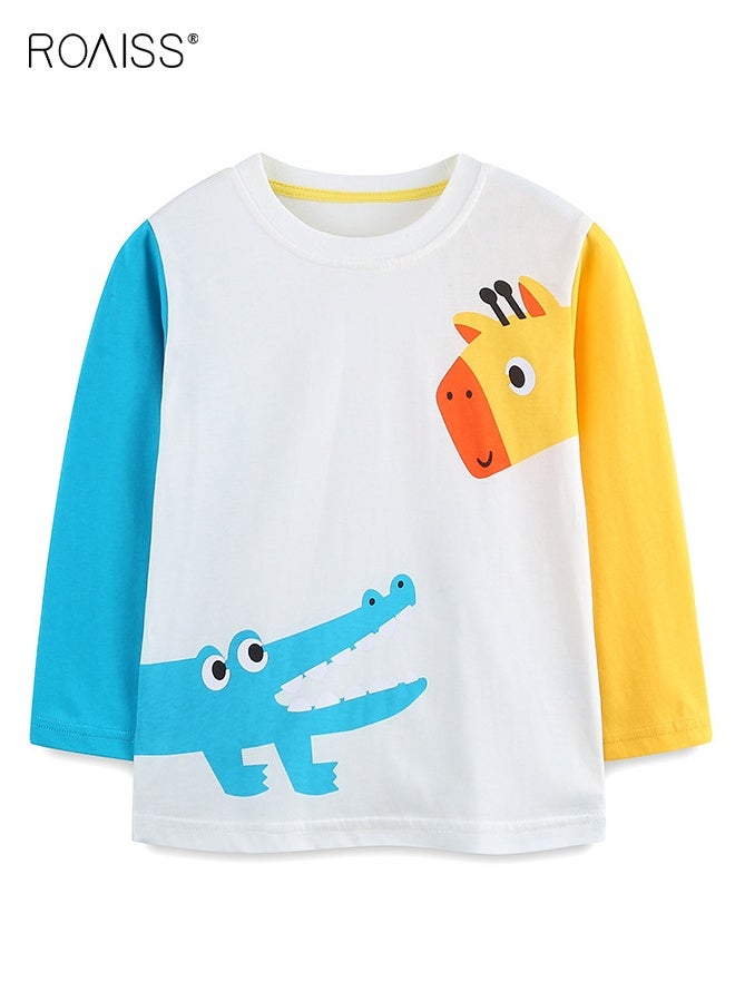 roaiss Toddlers Long-Sleeve T-Shirt, Soft Comfortable Shirt with Cartoon Pattern, Casual Crewneck Printed T-Shirts for Boys, Suitable for All Occasions - Image 1
