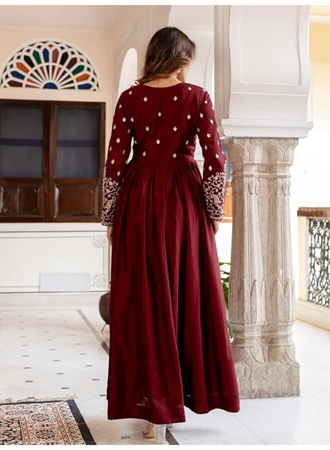 TRENDMALLS 3XL طقم أناركالي نسائي من مزيج الحرير، مطرز بالترتر، مع بنطال وشال (دوباتا) من تريندمالز - Image 4