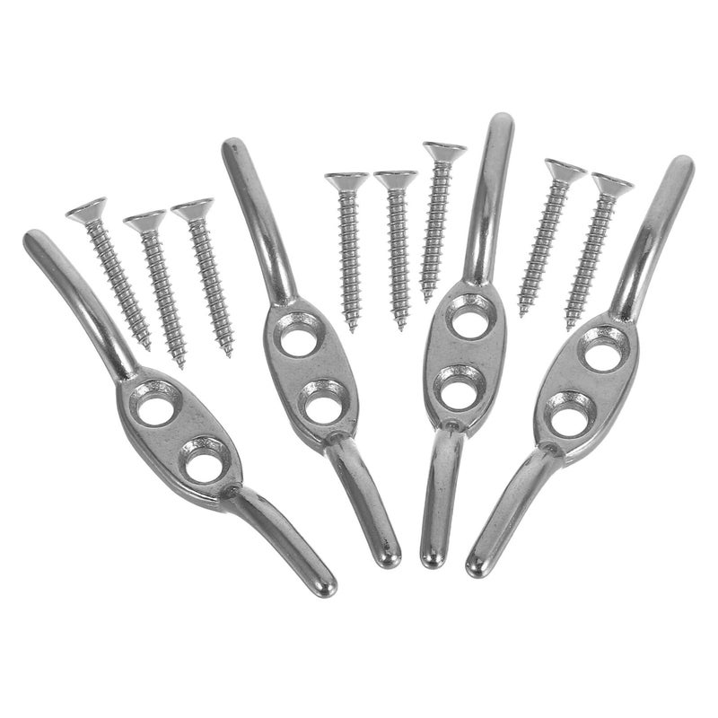 Stainless Steel Rope Cleat Hook 65mm 4pcs Outdoor Marine Patio Hardware - Image 2