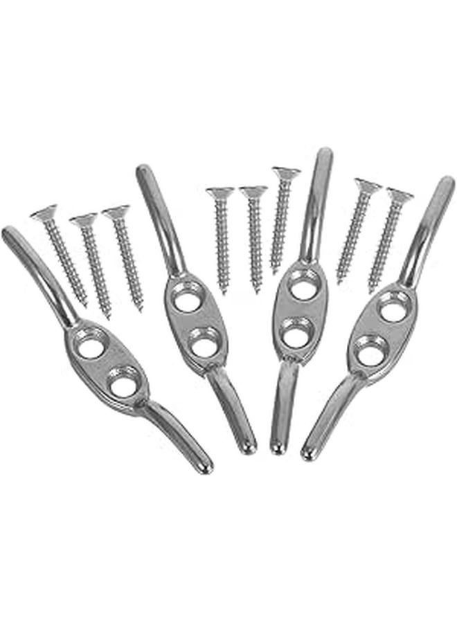 Stainless Steel Rope Cleat Hook 65mm 4pcs Outdoor Marine Patio Hardware - Image 1