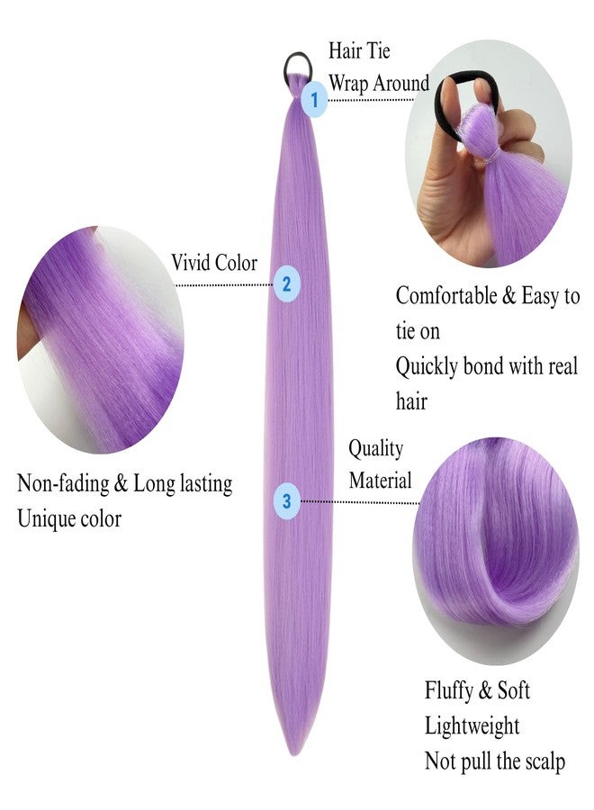 Leticia Lavender Purple Ponytail Hair Extension Colored Braids Hair Extensions With Elastic Tie Girls Hair Accessories For Festival Holiday Daily Bubble Rave - Image 3