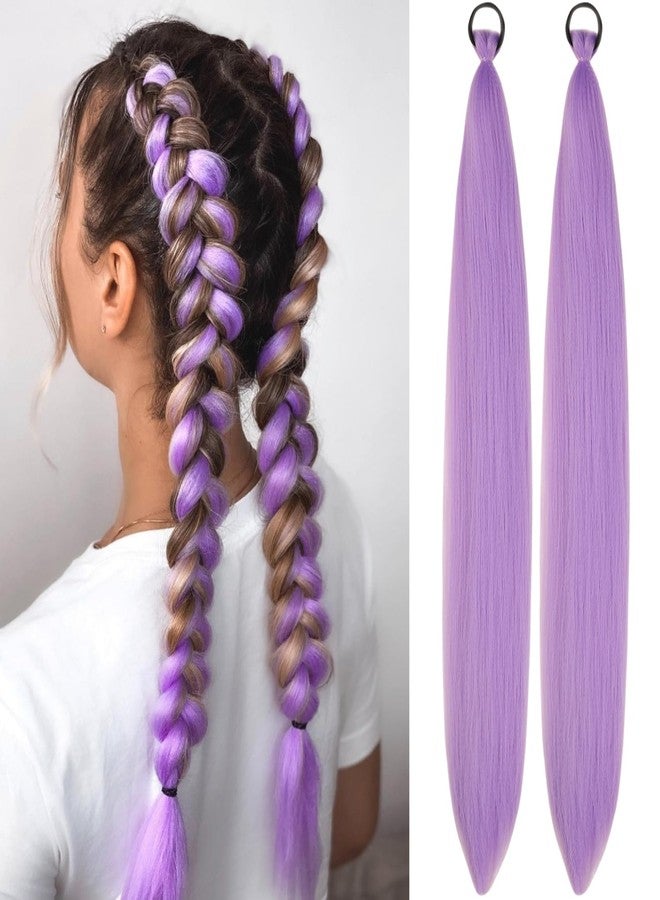 Leticia Lavender Purple Ponytail Hair Extension Colored Braids Hair Extensions With Elastic Tie Girls Hair Accessories For Festival Holiday Daily Bubble Rave - Image 1