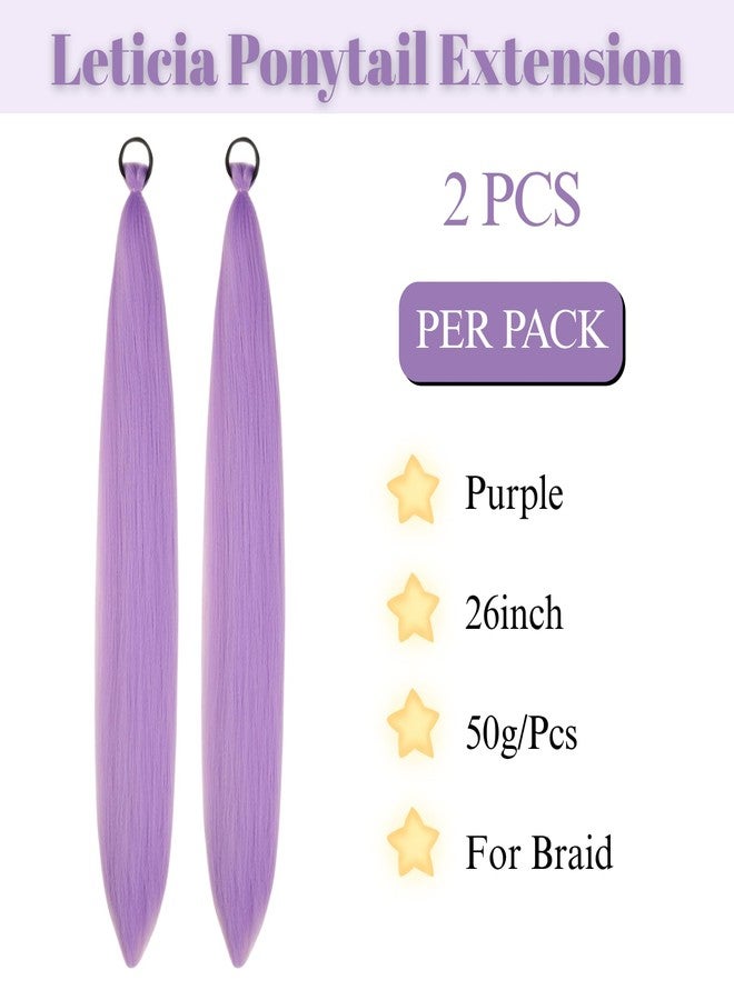 Leticia Lavender Purple Ponytail Hair Extension Colored Braids Hair Extensions With Elastic Tie Girls Hair Accessories For Festival Holiday Daily Bubble Rave - Image 2