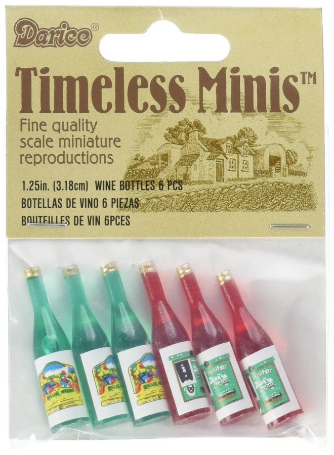 Darice 2306-15 Timeless Miniature Wine Bottles 6 Piece,Multicolor - Image 1