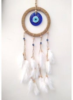 HD Marketim Hdmarketim Evil Eye Beaded Dream Catcher Dreamcatcher Feather Wall Ornament  - Image 1