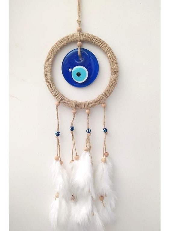 HD Marketim Hdmarketim Evil Eye Beaded Dream Catcher Dreamcatcher Feather Wall Ornament  - Image 2