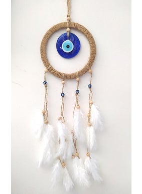 HD Marketim Hdmarketim Evil Eye Beaded Dream Catcher Dreamcatcher Feather Wall Ornament  - Image 5