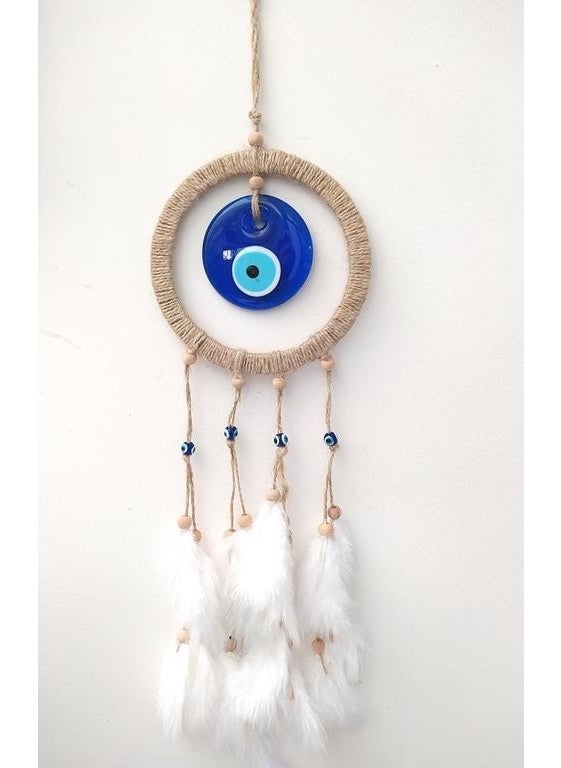 HD Marketim Hdmarketim Evil Eye Beaded Dream Catcher Dreamcatcher Feather Wall Ornament  - Image 3